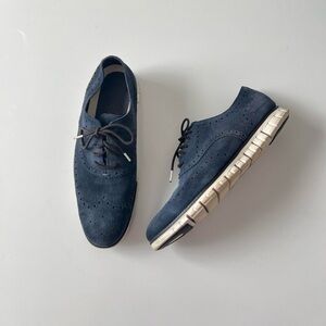 Cole haan zerogrand suede navy blue men’s Oxford shoes
